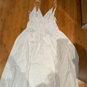 Zara White V-Neck Spaghetti Strap Maxi